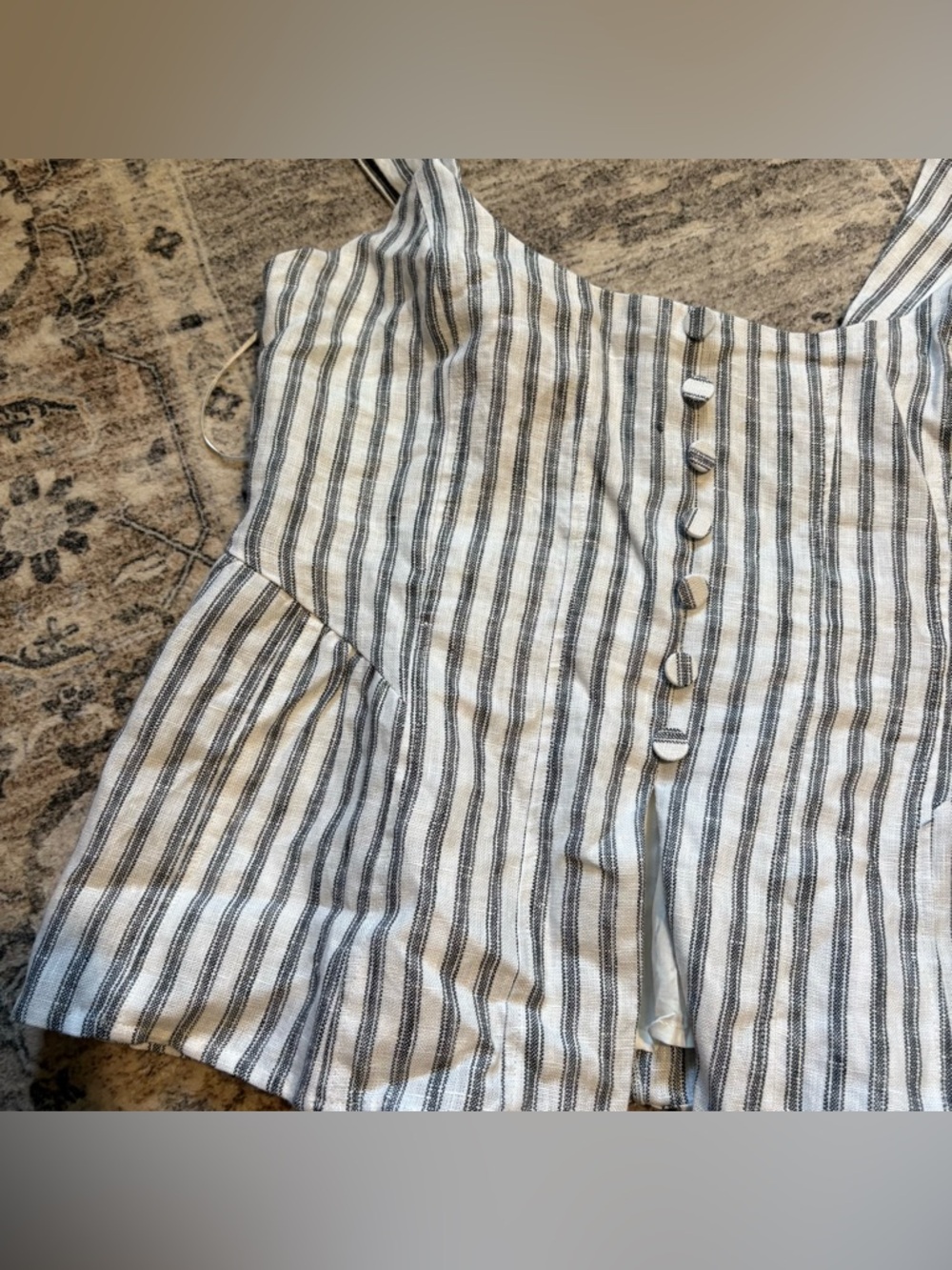 Reformation Evie striped Linen Top size 10 white blue - Picture 6 of 12